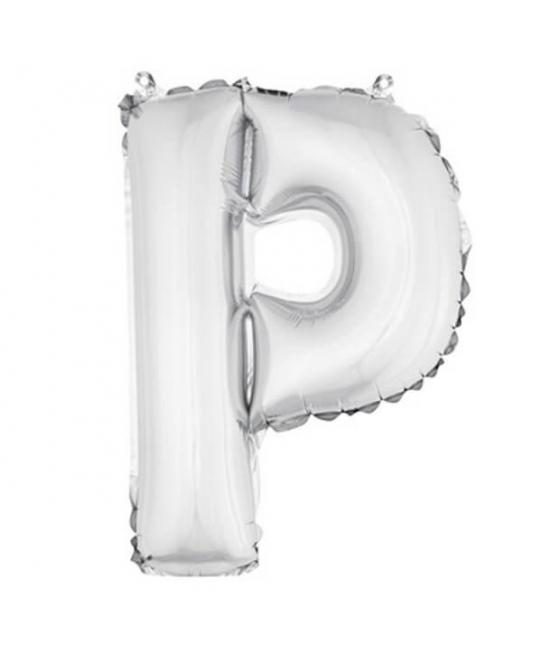 Ballon uni métallisé "p"  (haut. 36 cm)
