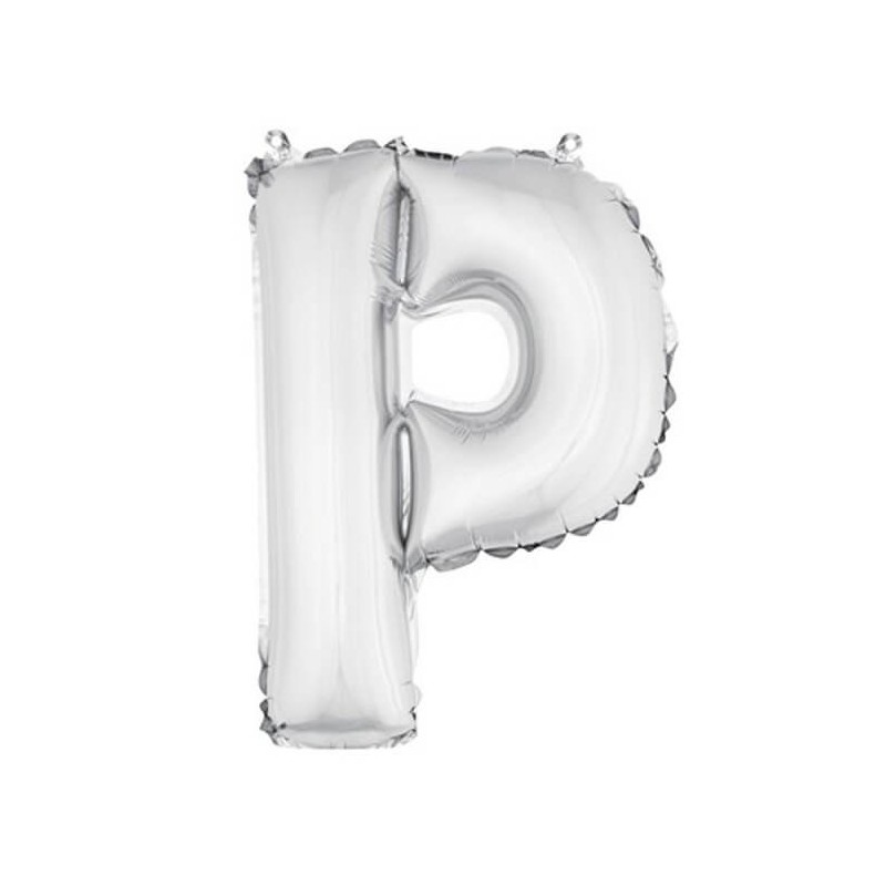 Ballon uni métallisé "p"  (haut. 36 cm)