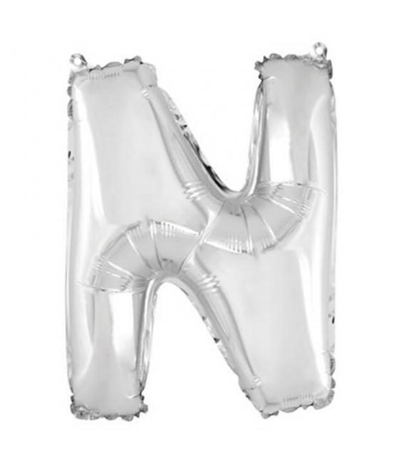 Ballon uni métallisé "n"  (haut. 36 cm)