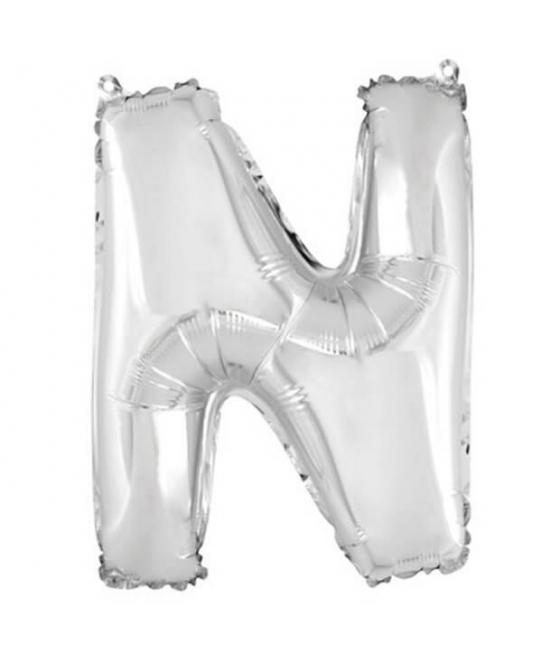 Ballon uni métallisé "n"  (haut. 36 cm)