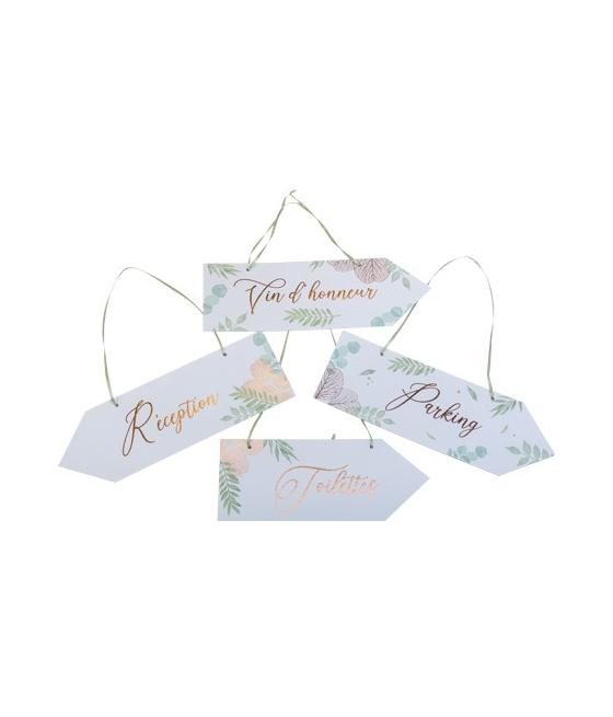 4 Flèches signalétiques botanique Rose Gold papier