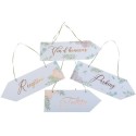 4 Flèches signalétiques botanique Rose Gold papier