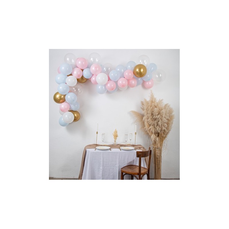 Kit arche de 58 ballons la gender bleu ciel rose
