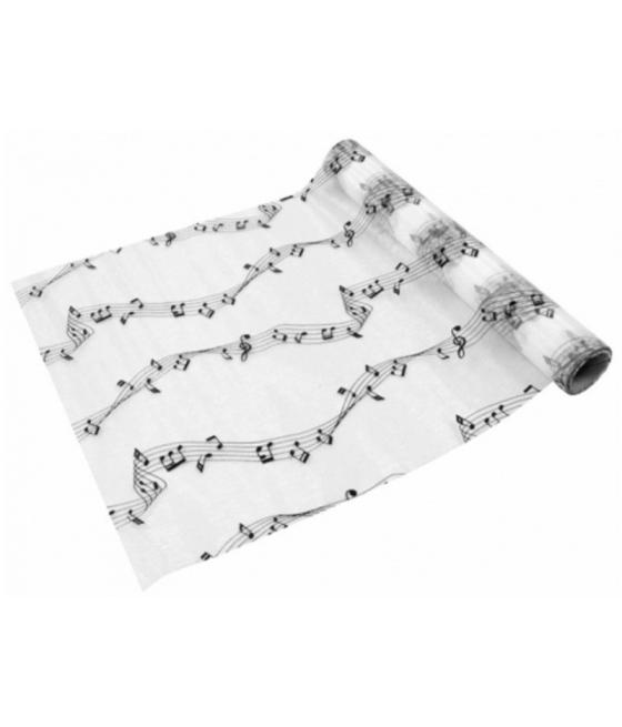 Chemin de Table Organza Musique Noir et Blanc (x1)