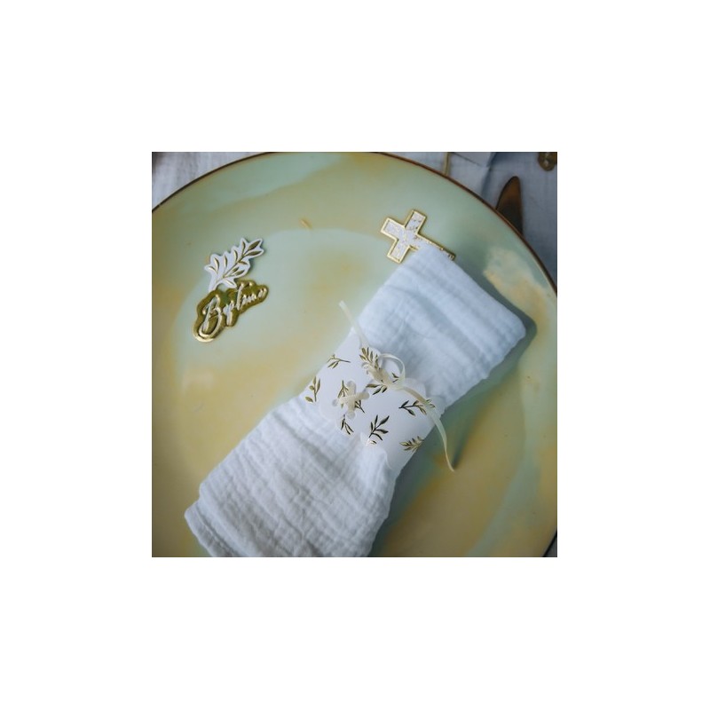 Ronds de Serviette Jolis Brins Blancs et Or