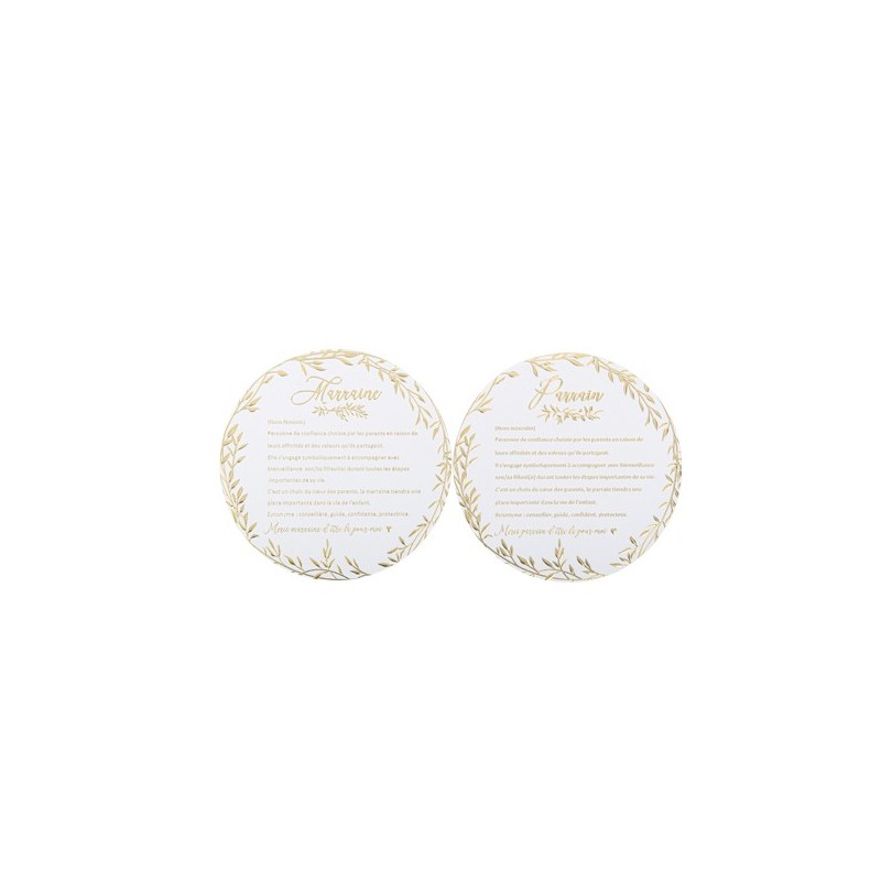 Cartes Parrain Marraine Jolis Brins Blanches et Or
