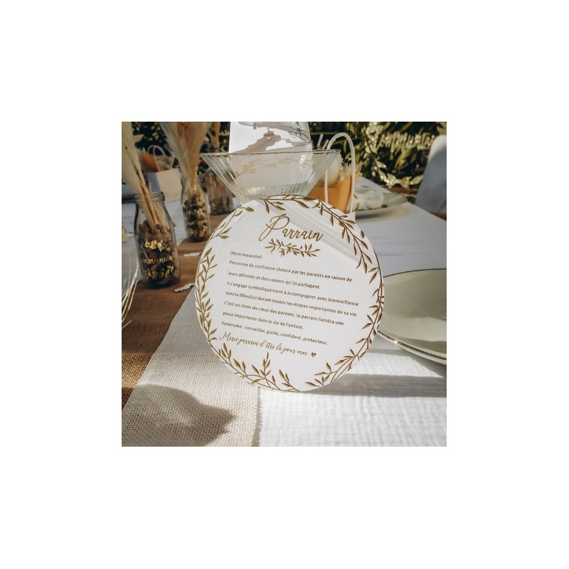 Cartes Parrain Marraine Jolis Brins Blanches et Or
