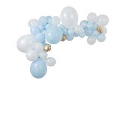 Kit Arche De 57 Ballons Babyblue Bleu Ciel Blanc Et Or