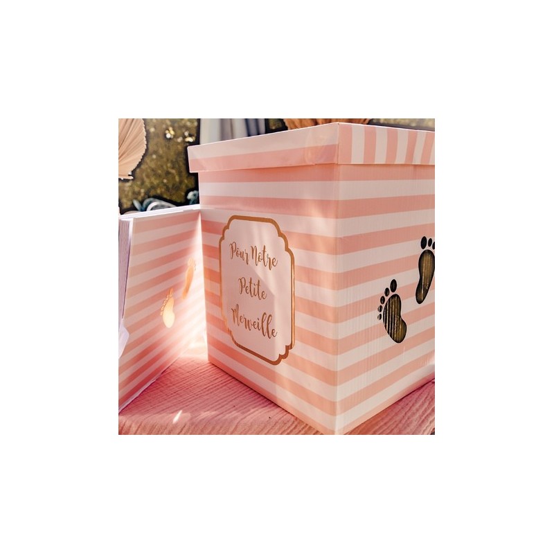 Urne Pour Notre Petite Merveille Rayé Rose