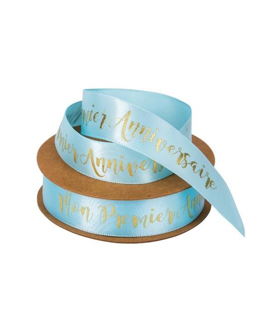 Ruban Mon Premier Anniversaire Satin Ciel