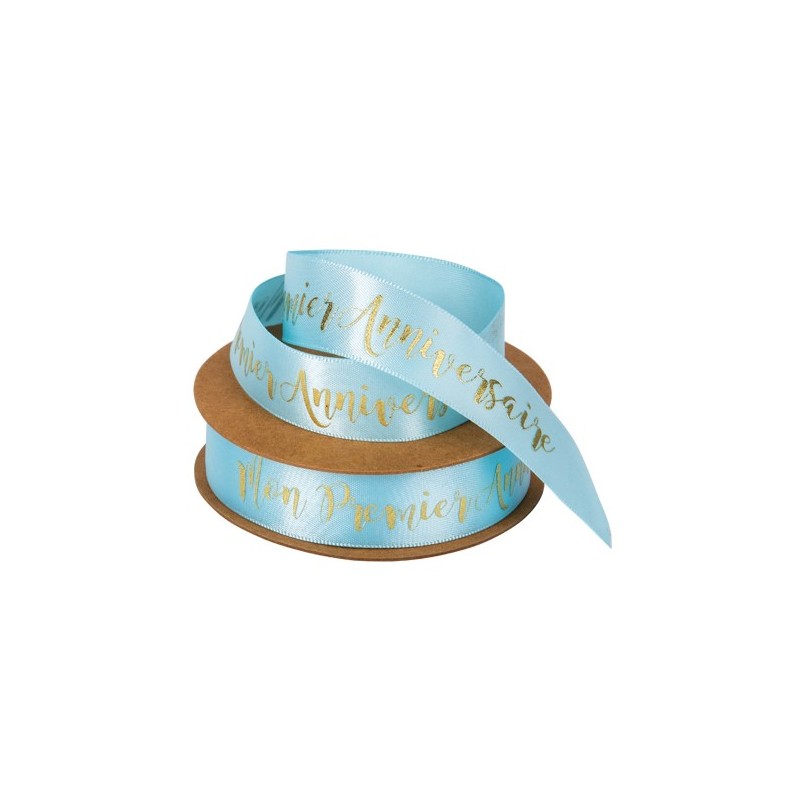 Ruban Mon Premier Anniversaire Satin Ciel