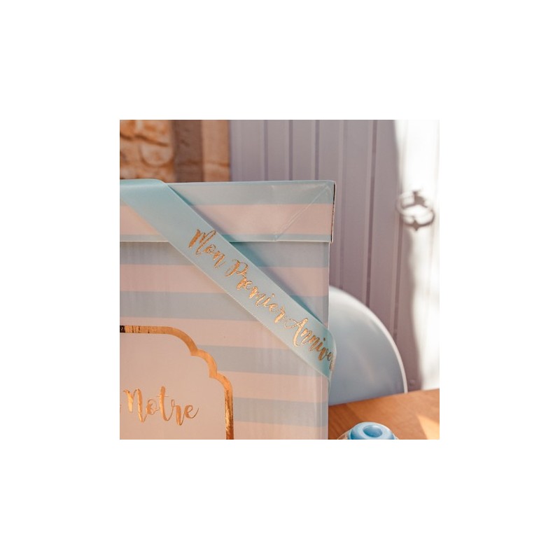 Ruban Mon Premier Anniversaire Satin Ciel