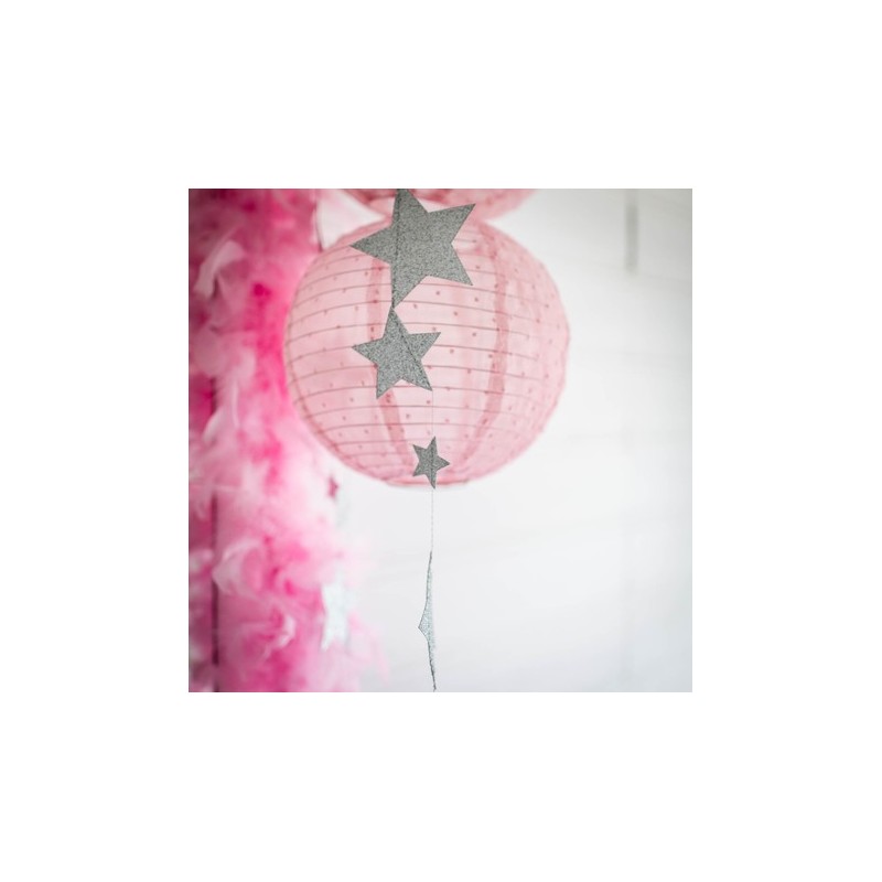 Lanterne Tissu Plumetis Rose