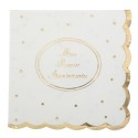 16 serviettes mon 1er anniversaire Blanc et or