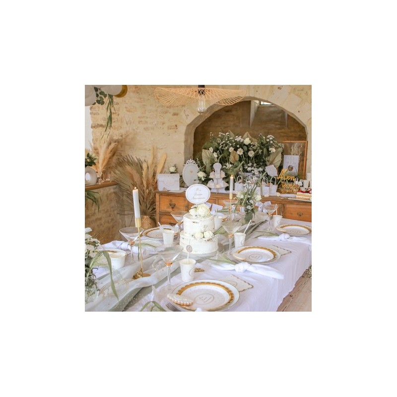 16 serviettes mon 1er anniversaire Blanc et or