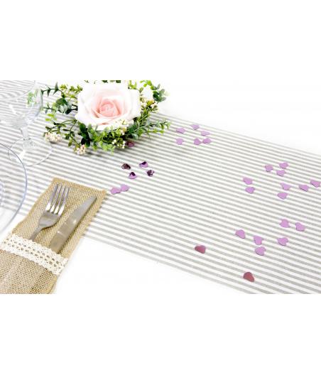 Chemin de table toile a rayures roses