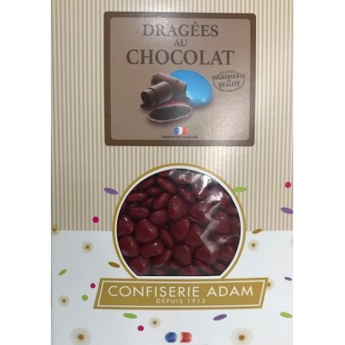 Dragées petits coeurs chocolat Bordeaux - 1kg