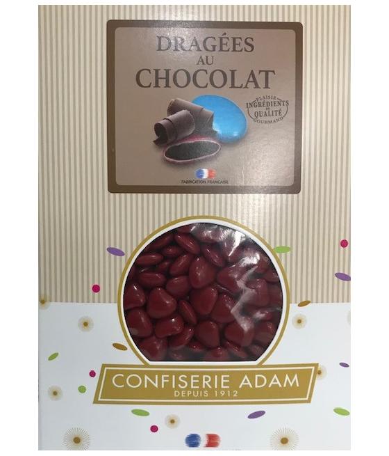 Dragées petits coeurs chocolat Bordeaux - 1kg
