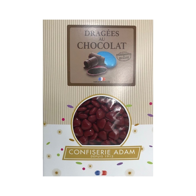 Dragées petits coeurs chocolat Bordeaux - 1kg
