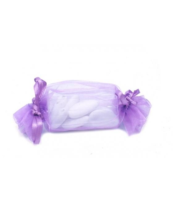 Sac organza forme bonbon couleur Parme