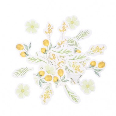 100 Confettis Mimosa, Citrons et Feuillages