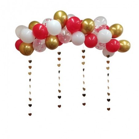 Kit Arche La Loveuse 35 Ballons Rouges, Or, Blancs