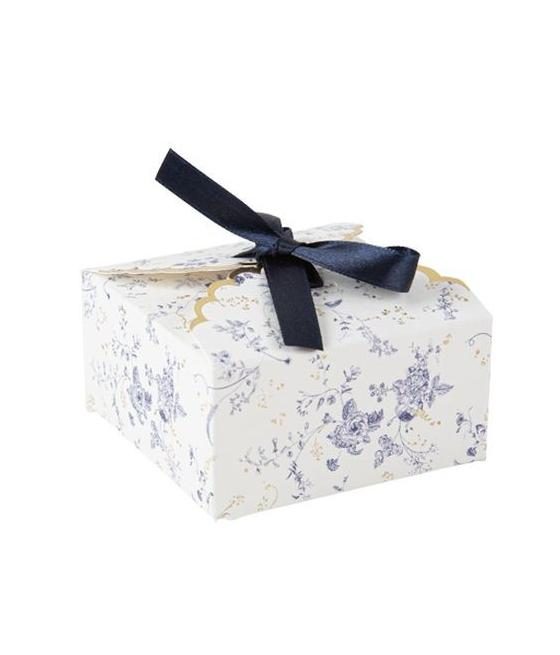 10 Contenants Toile de Jouy Blanc Bleu et Or