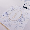 Livre d'Or Toile de Jouy Blanc Bleu et Or