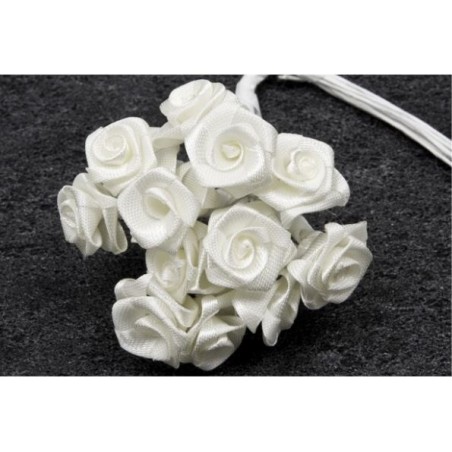 Mini-roses en satin blanc x 48