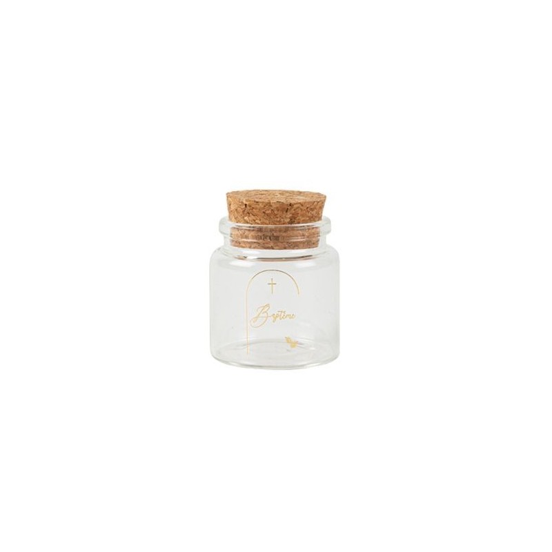 Fiole Bapteme Verre et Or + Bouchon Liege