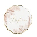 16 Serviettes Bapteme Pampas Fleurs de Coton et Or