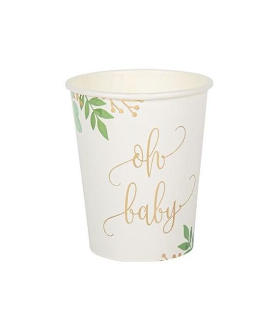 8 GOBELETS OH BABY BLANC VERT ET OR