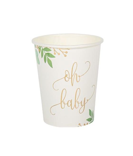 8 GOBELETS OH BABY BLANC VERT ET OR