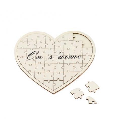 Livre d'Or Puzzle Cur en Bois "On S'aime"