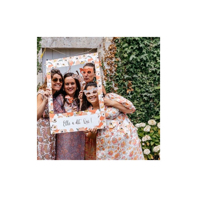 Cadre Photobooth Elle à dit Oui Anémone Corail, Blush Or et Or