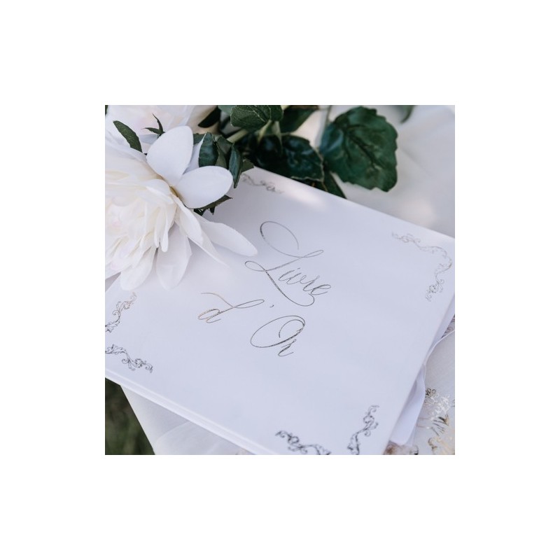 Livre d'Or Vintage Blanc et Or