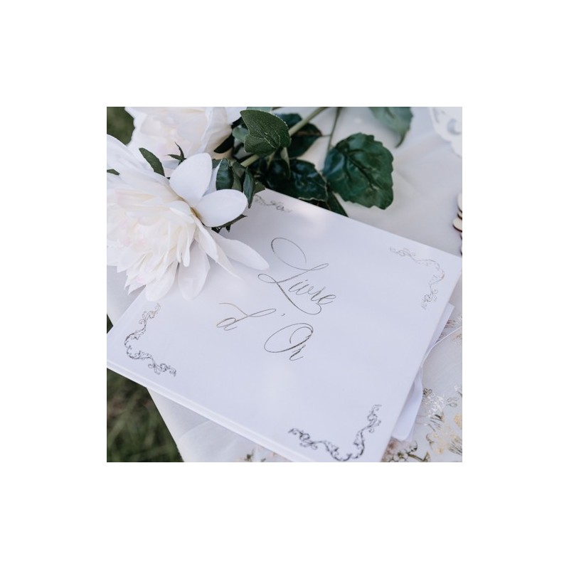 Livre d'Or Vintage Blanc et Or