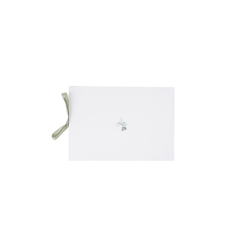 Livre d'Or Jardin Botanique Vert Sauge et Blanc  - 64 Pages et Ruban Satin Vert Sauge