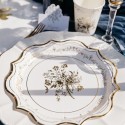8 Assiettes Vintage Carton Blanc et Or 8 Assiettes Vintage Carton Blanc et Or