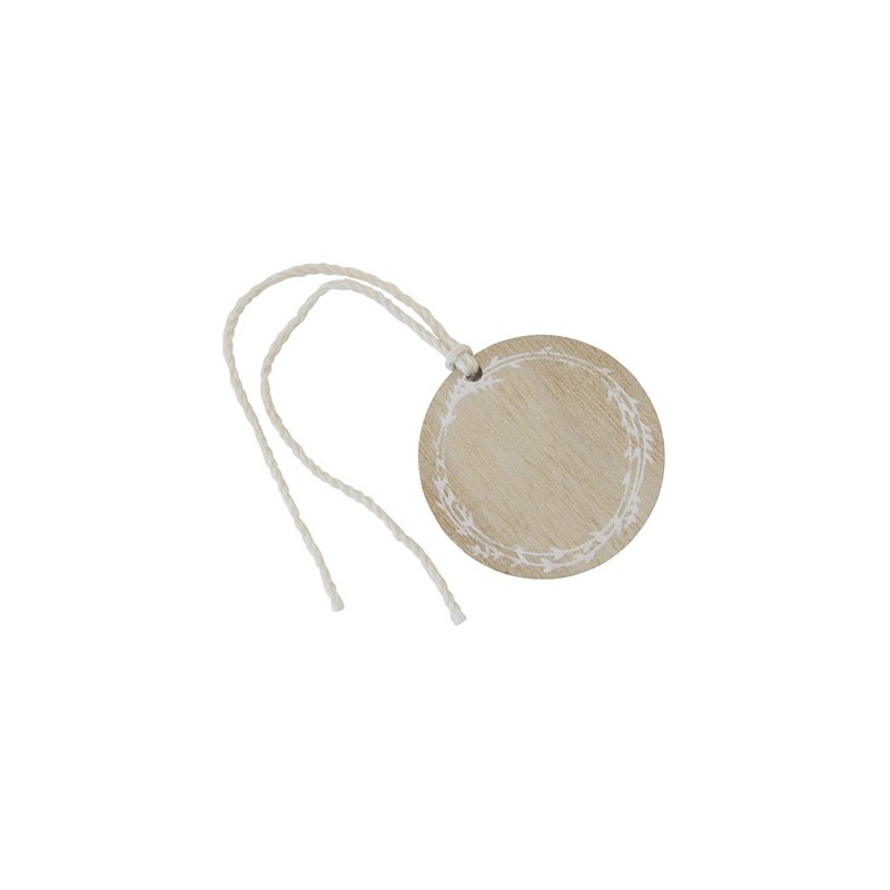 Rond en bois impression blanche avec cordelette (x 4)