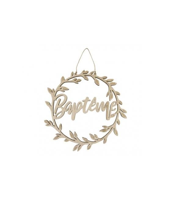 Baptême suspension ronde en bois
