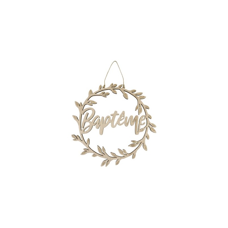 Baptême suspension ronde en bois