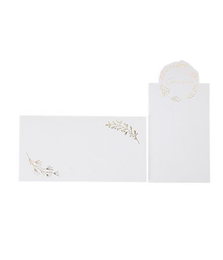 10 Invitations Cartes de Vœux Communion Blanc et Or avec Enveloppes Blanches