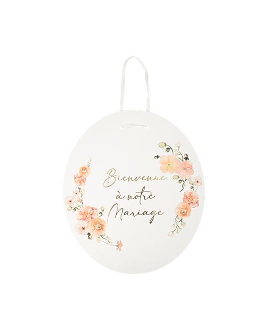 Panneau « Bienvenue à notre Mariage » Peachy Rose, Pêche et Or