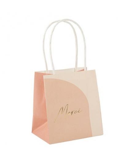 6 Sacs Merci Curve Nude, Blush, Terracotta et Or  + Anses Blanches