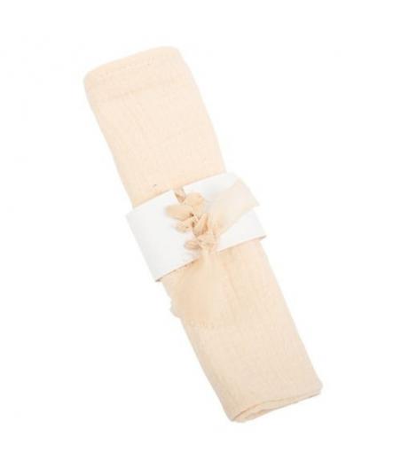 8 Ronds de Serviette Blancs 1 + Ruban Mousseline de Soie Blush