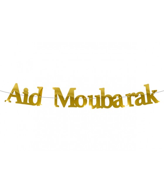 Guirlande de lettres "Aid Moubarak" en papier (2.5m) Or