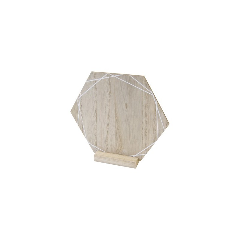 Centre de table hexagonal avec graphique blanc recto verso en bois