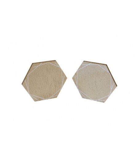 Marque place hexagonal avec graphique blanc sur support en bois (x 2)