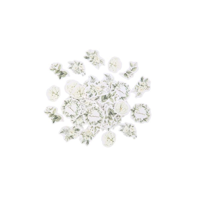 100 Confettis Botanique Papier Feuillages et Or de 2,5 à 3,5cm